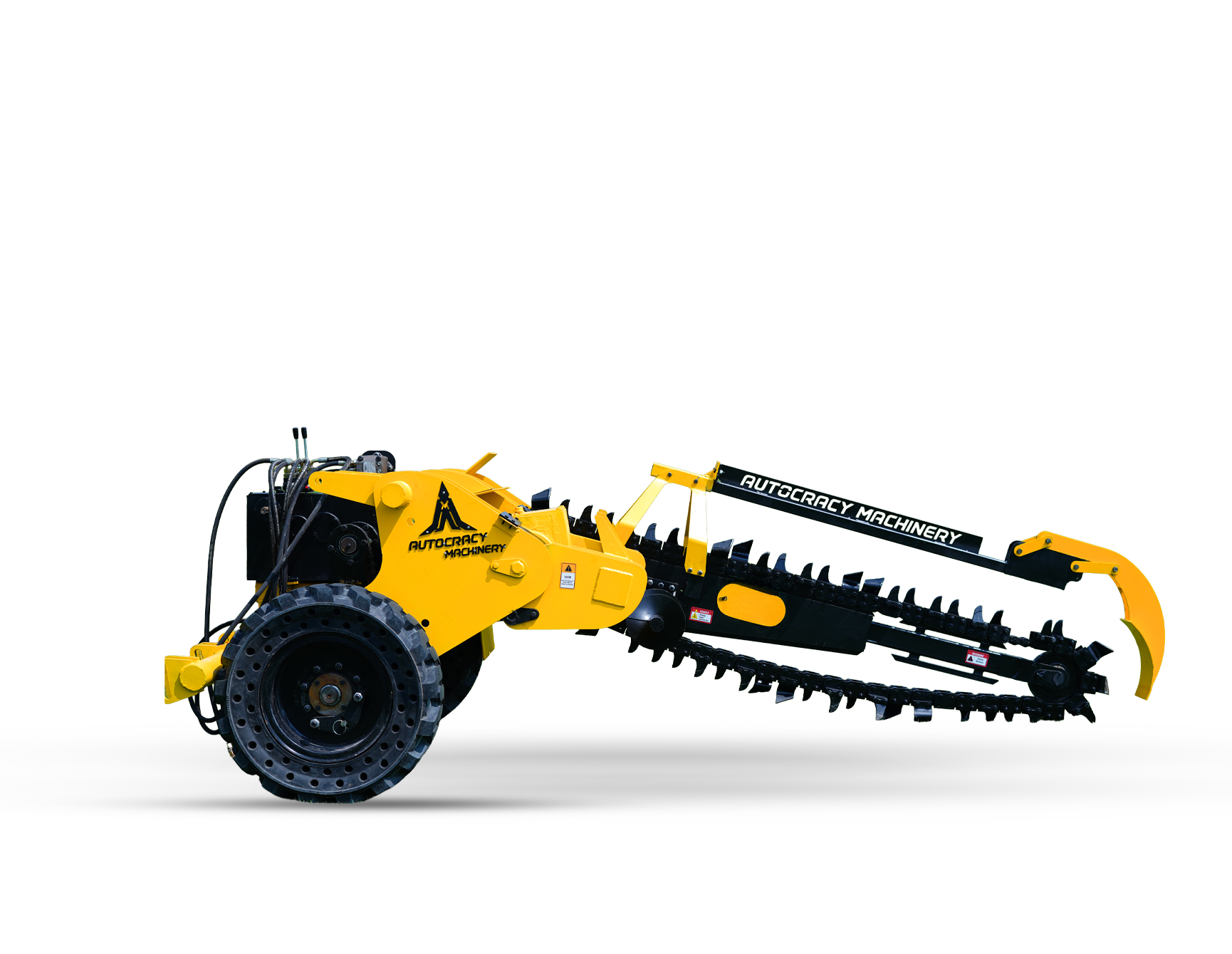 Chain trencher for precise trench excavation in utility installations