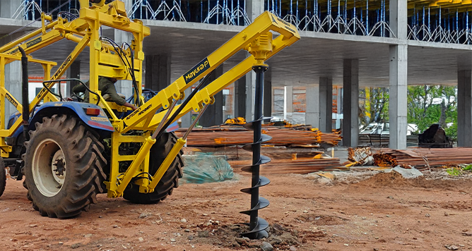 Tractor Mounted Pole Erection Machine