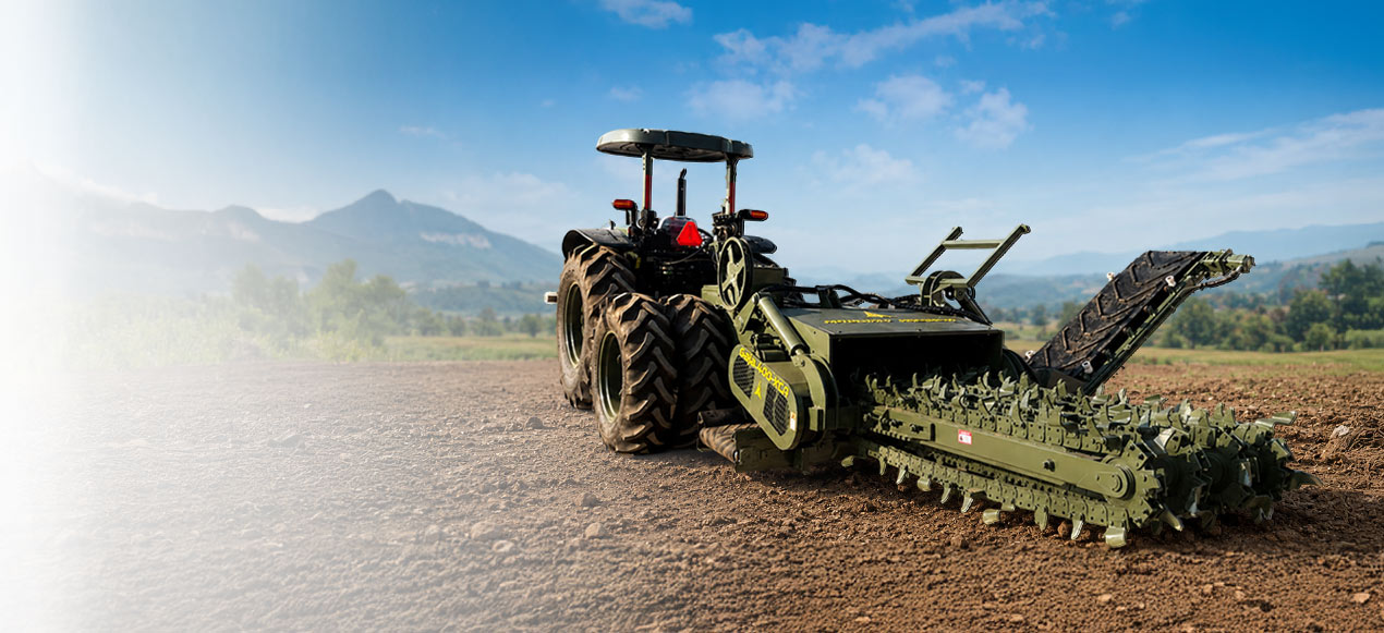 Trenchers - Heavy-duty trencher machine built for deep trenching in tough terrains, ideal for defence, large-scale infrastructure and utility projects.